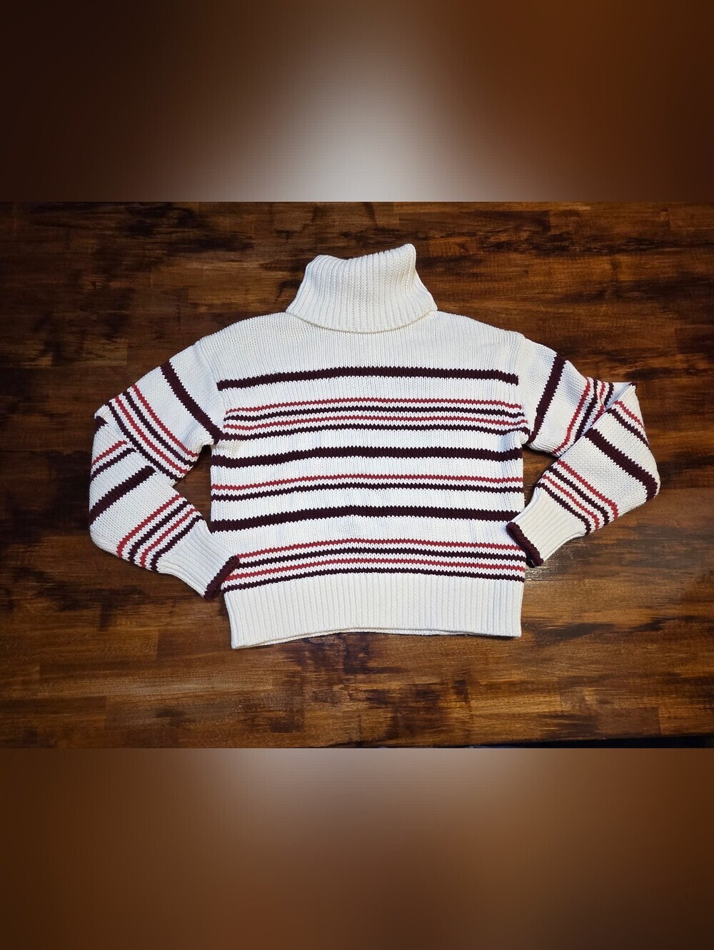 Madewell Sweater Top Womens Size XS White Red Striped Turtleneck Boxy Casual